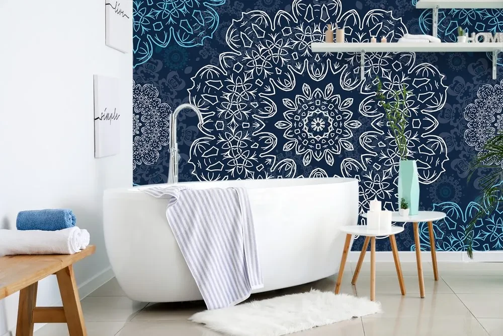 Tapeta modrá Mandala s abstraktným vzorom