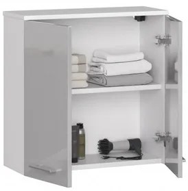 Kúpeľňová závesná skrinka FIN W60 2D-metalic / biela