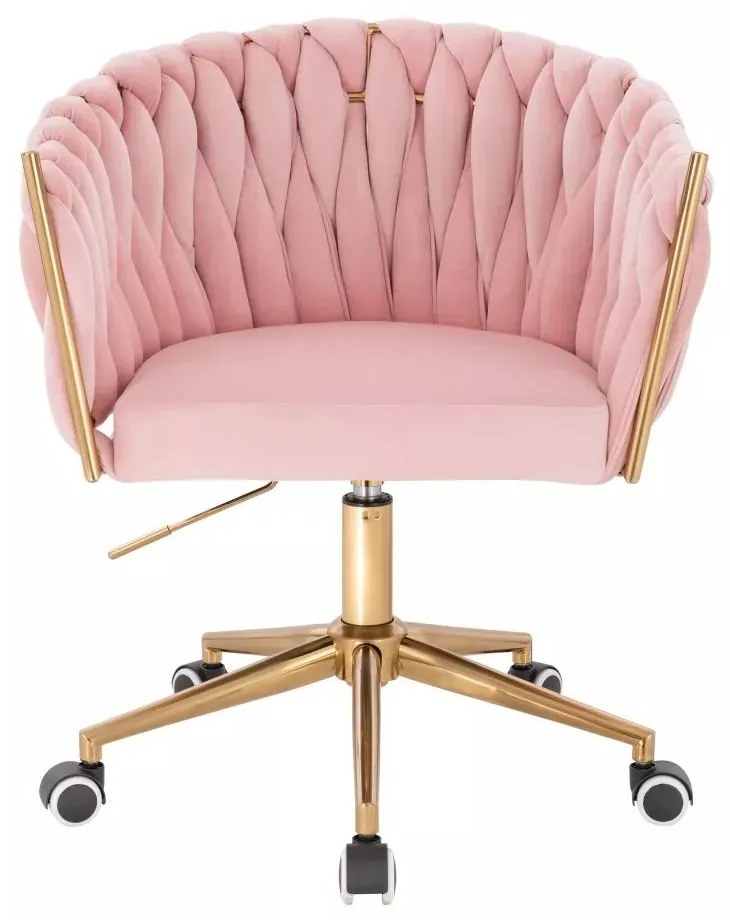 LuxuryForm DESIGN Stolička NORDEN VELUR na zlatej podstave s kolieskami - ružová