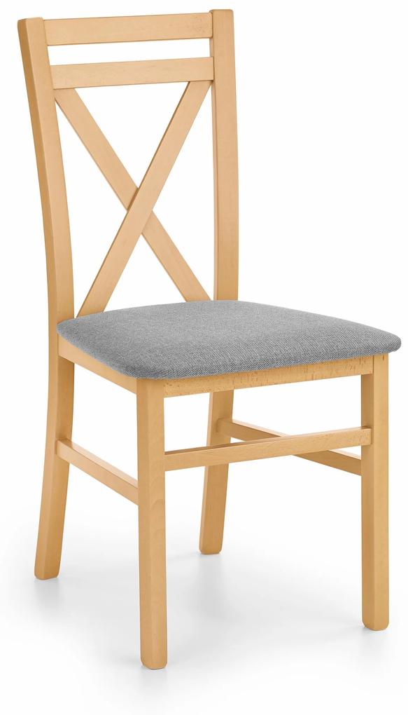 Jedálenská stolička Derek s poduškou, dub medový / sivá