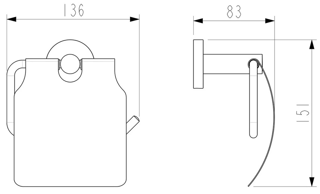 Sapho XR732B X-Round držiak toaletného papiera, s krytom, čierna