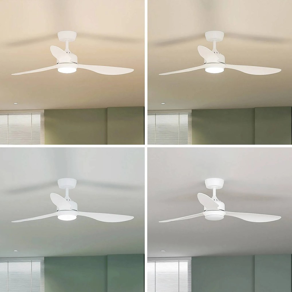 Lindby Merton stropný LED ventilátor, biely