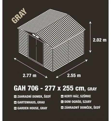 Záhradný domček G21 GAH 706 - 277 x 255 cm, sivý
