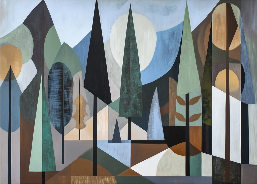 Sklenený obraz - Prírodná geometrická abstrakcia II. (70x50 cm)