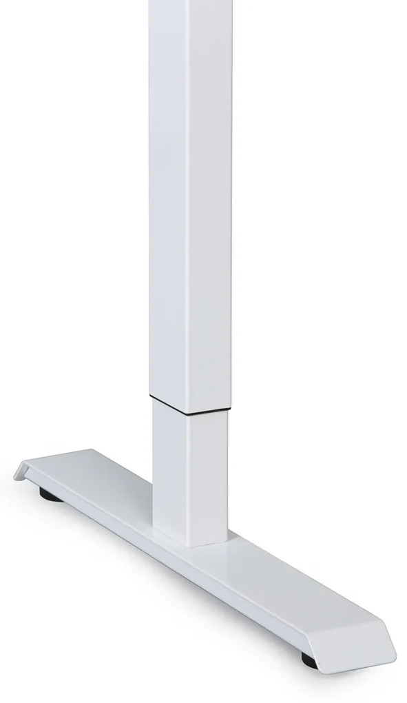 Výškovo nastaviteľný stôl, 160x80 cm, 1 motor, zaoblené rohy, biela podnož, sivá