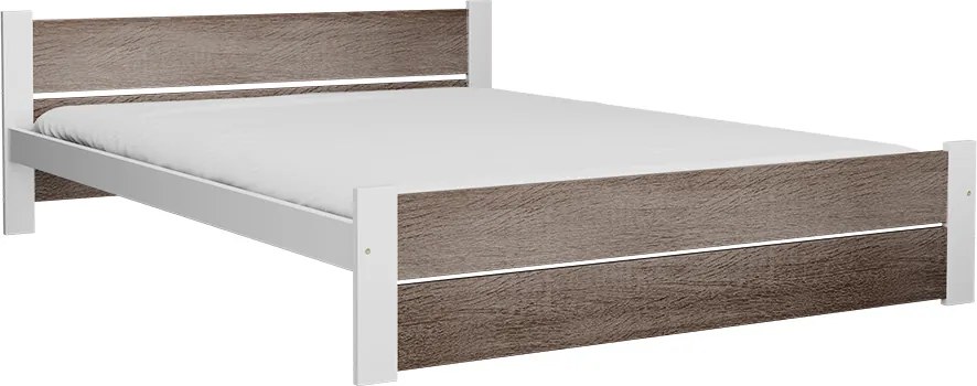 Posteľ IKAROS DOUBLE 180 x 200 cm, biela/dub lanýž Rošt: S lamelovým roštom, Matrac: Matrac SOMMERA 18 cm