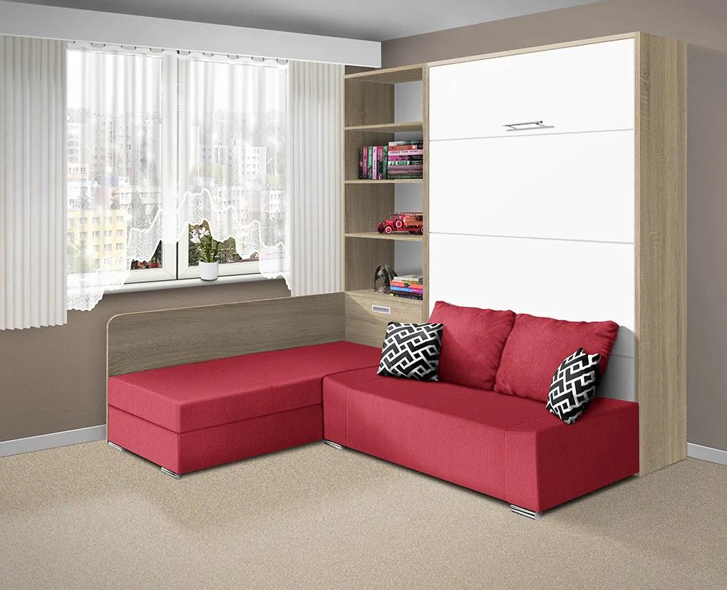 Nabytekmorava Sklápacia posteľ s pohovkou VS 21075 - 200x160 cm farba pohovky: Hnedá, Typ farebného prevedenia: Antracit / dvere biele