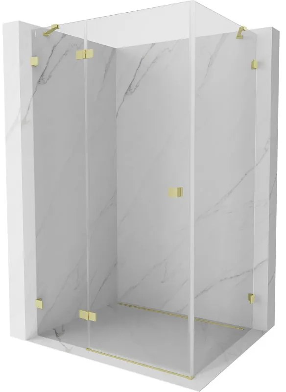 Mexen Lunar, 1-krídlový sprchový kút, ľavý, 95 x 70 cm, 8mm číre sklo, zlatý profil, 834-095-070-55-00-L