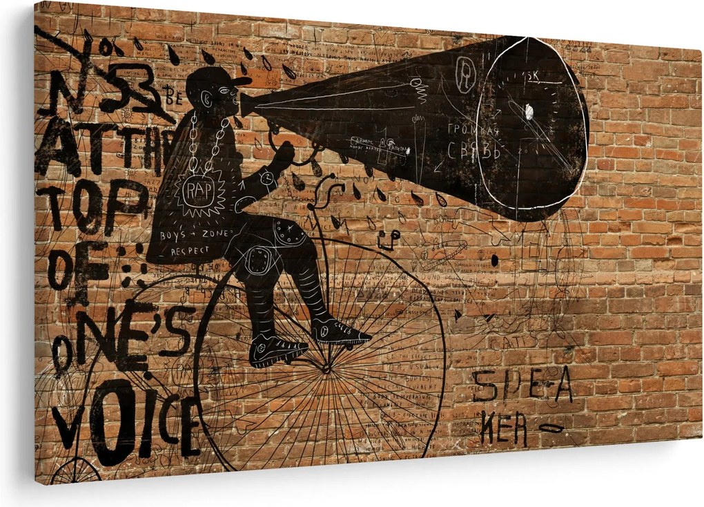Obraz - Muž na bicykli v Banksyho štýle (90x60 cm)