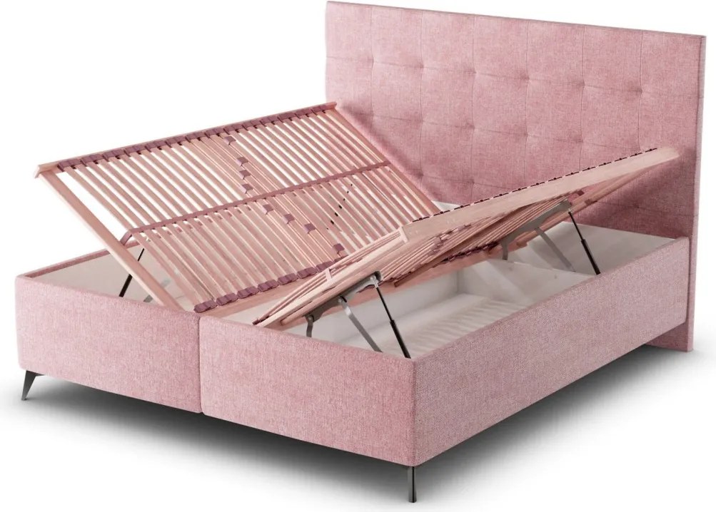Posteľ s úložným priestorom Dora 180x200 cm, ružová látka