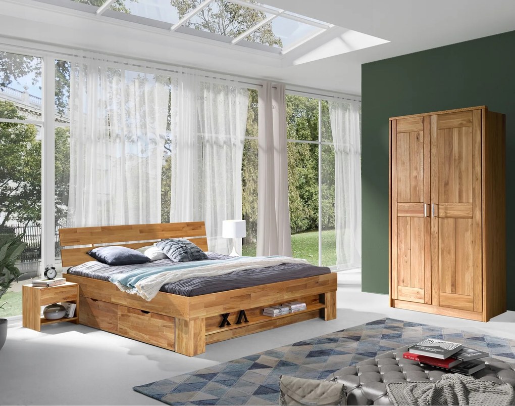 Šatníková skriňa z masívu dub FRED - 2-dverová