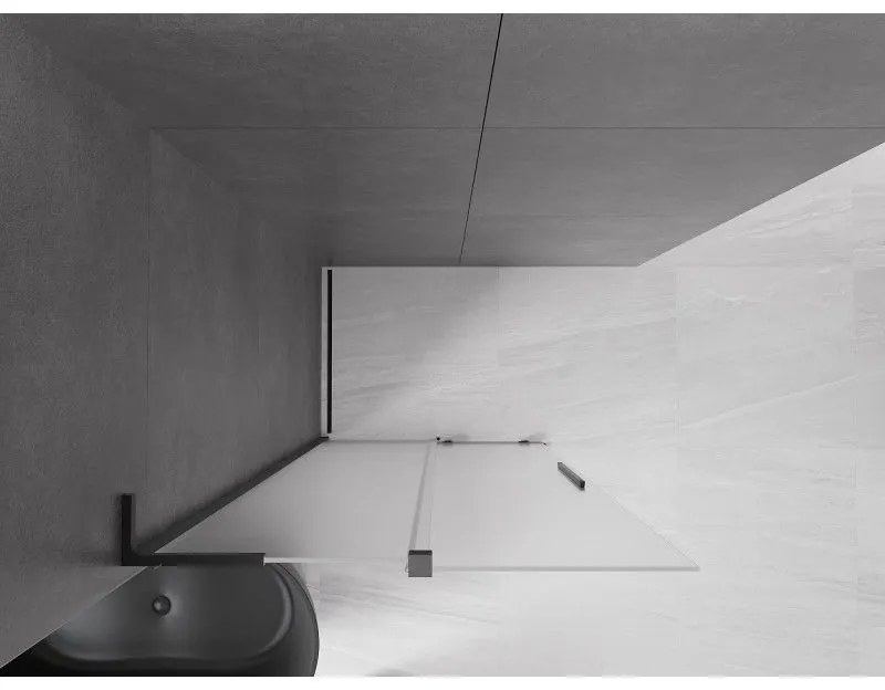 Mexen Velar L, posuvná sprchová zástena Walk-in 90 x 200 cm, 8mm sklo námraza, čierna matná, 871-090-003-33-70