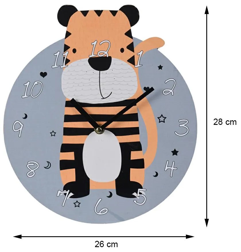 Detské nástenné hodiny Tiger, viacfarebná