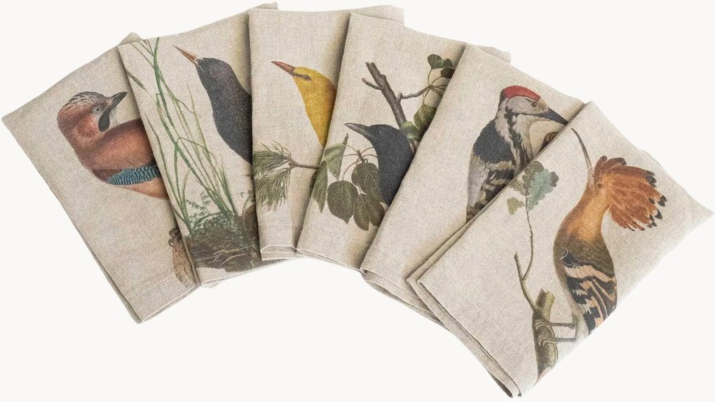 Ľanové obrúsky Woodland Birds, 6 ks