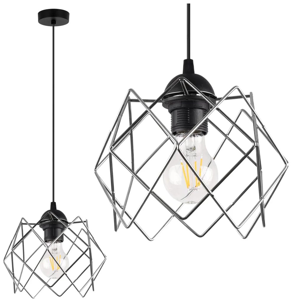 Závesné svietidlo Stella, 1x chrómové drôtené tienidlo