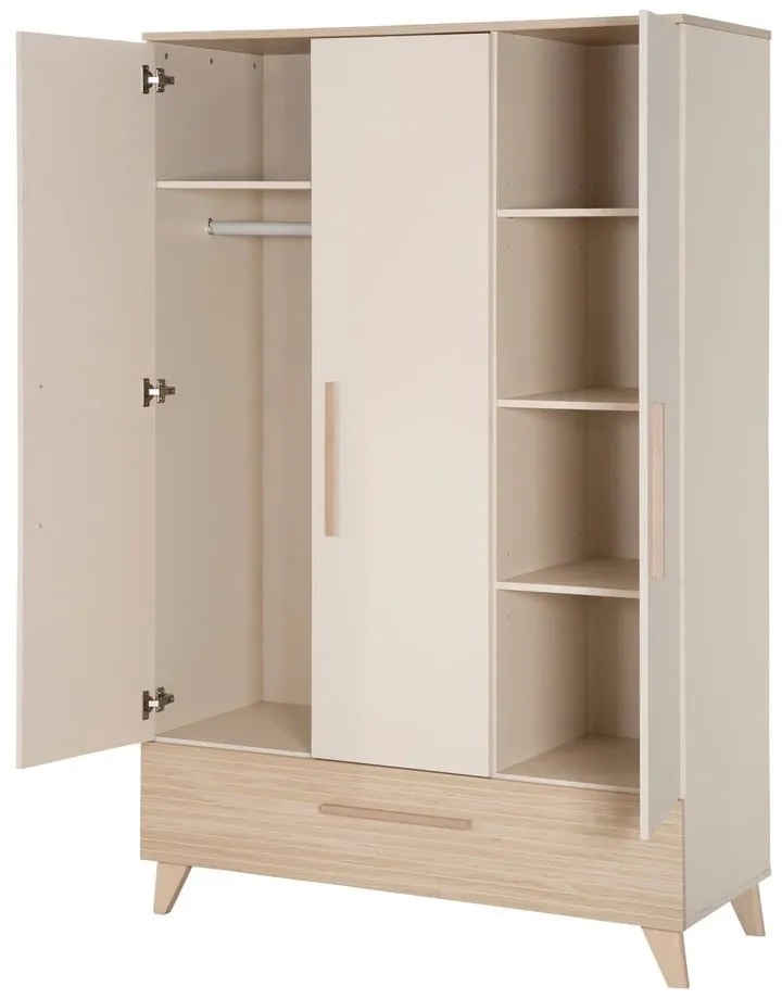 Krémová/v prírodnej farbe detská šatníková skriňa v dekore duba 118x190x52 cm Sidney – Roba