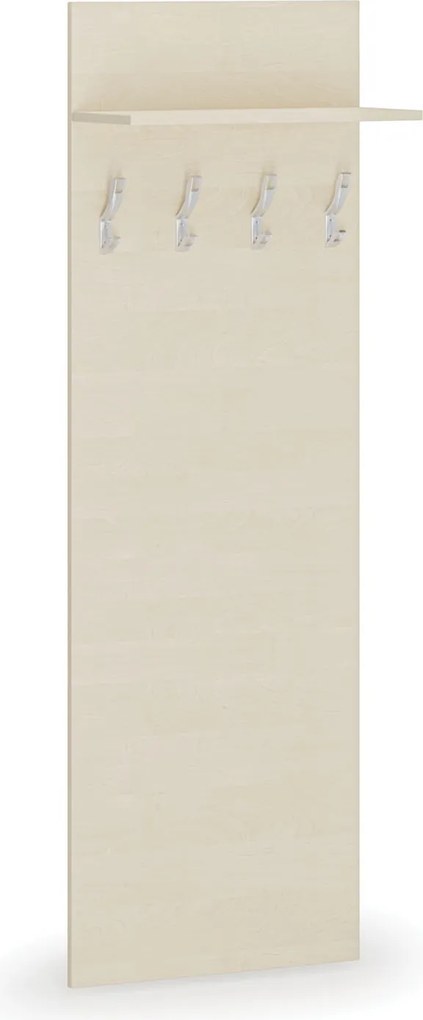 Vešiaková stena HORIZONT, 4 háčiky, polica, roky vodorovne, breza