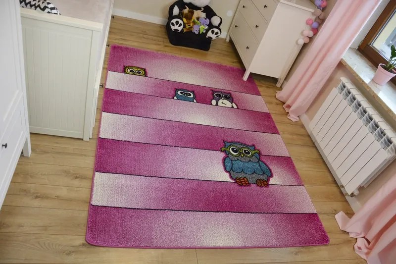 Koberec KIDS Sovy      ružový  C412