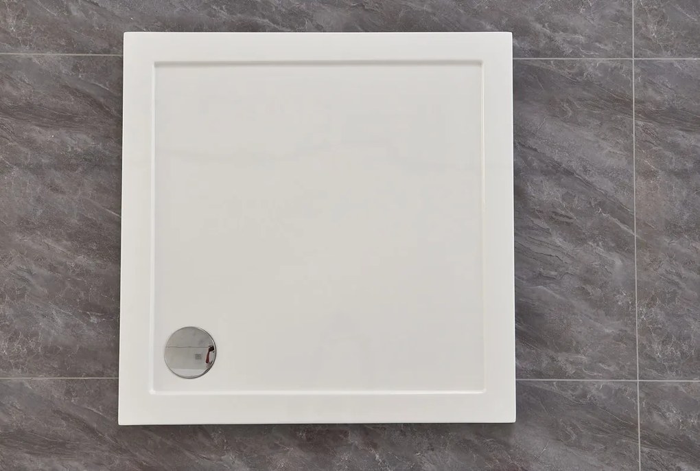 Erga Laos, štvorcová sprchová vanička 90x90x5cm, akrylát, biela lesklá, ERG-V06-ACR-9090S-WH-CR