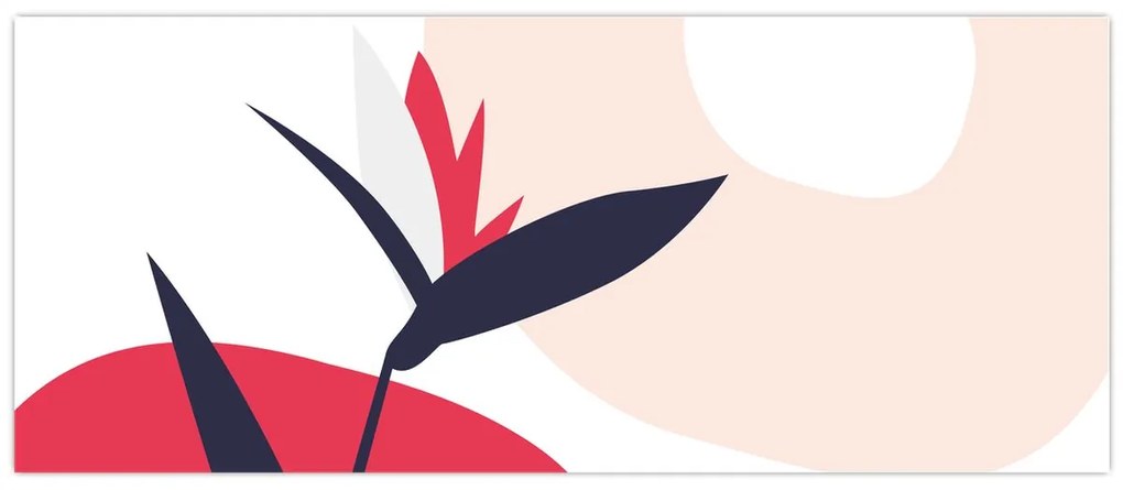 Obraz - Ružová florálna abstrakcia N⁰1 (120x50 cm)