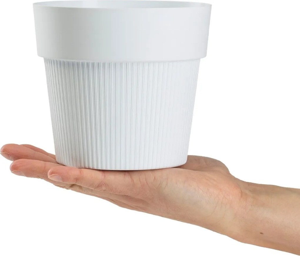 PLASTOVÝ KVETINÁČ SILVA LINE 14,5X13 CM BIELA