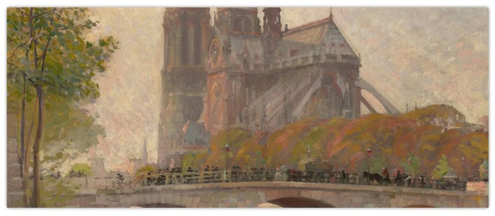 Obraz - Robert William Vonnoh, Notre Dame de Paris, reprodukcia (120x50 cm)