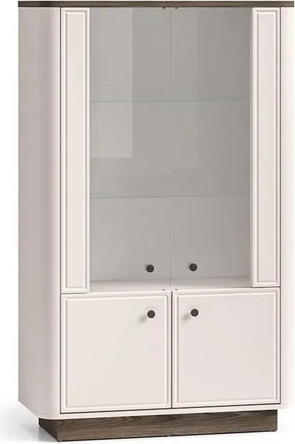 Vysoká vitrína Amberto 92 cm - kašmírová / dub windmill tmavý