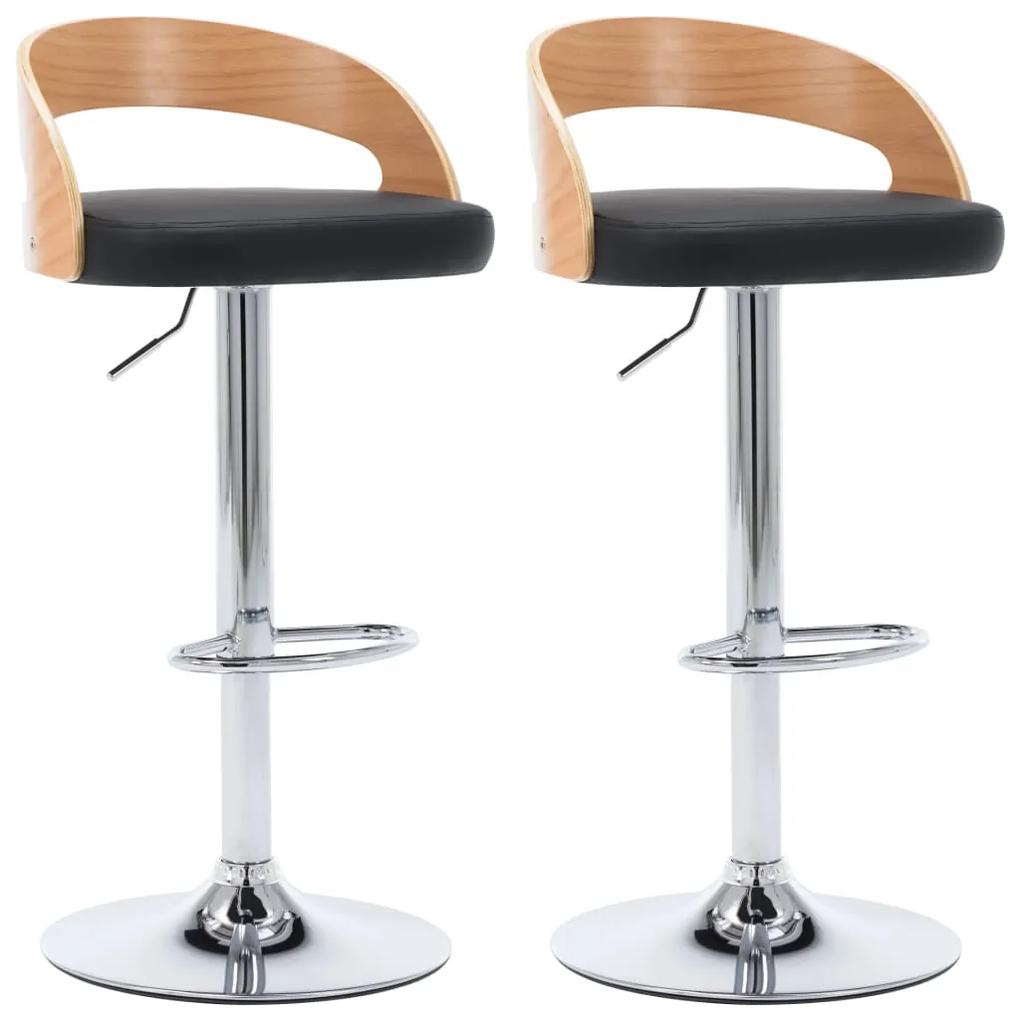 vidaXL Barové stoličky 2 ks čierne umelá koža a ohýbané drevo