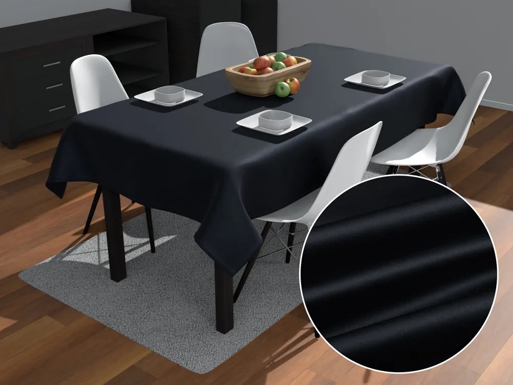 Biante Saténový obdĺžnikový obrus polyesterový Satén LUX-026 Čierny 100x140 cm