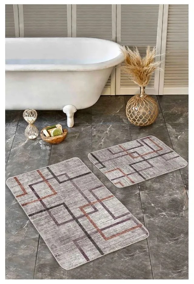 Sivé zamatové kúpeľňové predložky v súprave 2 ks 60x100 cm – Mila Home