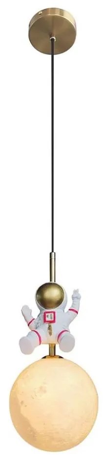 Detský luster na lanku ASTRONAUT 1xE27/60W/230V pr. 15 cm zlatá/béžová