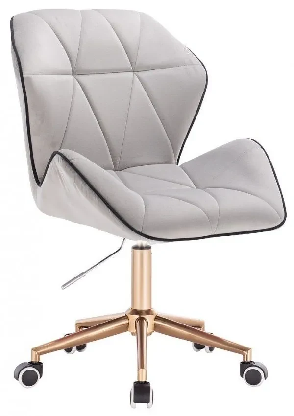LuxuryForm DESIGN Stolička MILANO MAX VELUR na zlatej podstave s kolieskami - šedá