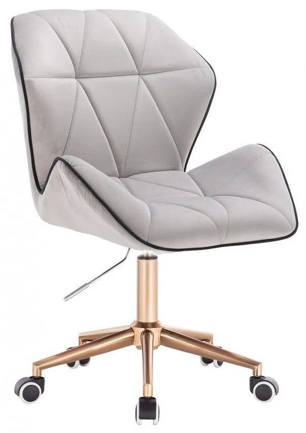 LuxuryForm DESIGN Stolička MILANO MAX VELUR na zlatej podstave s kolieskami - sivá