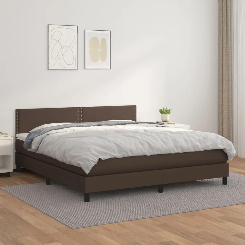 Boxspring posteľ s matracom hnedá 180x200 cm umelá koža 3141080