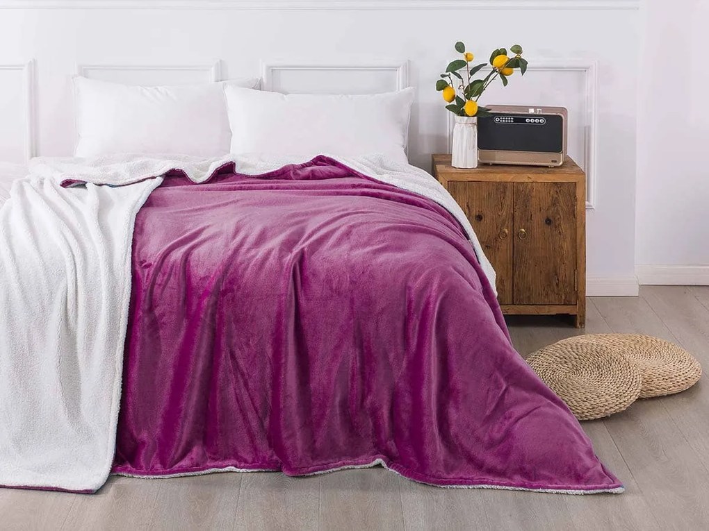 XPOSE® Mikroplyšová deka Exclusive s baránkom - čučoriedková 200x230 cm