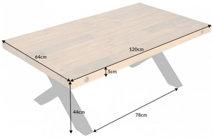 Nemecko - Masívny konferenčný stolík THOR 120 cm z prírodného borovicového dreva