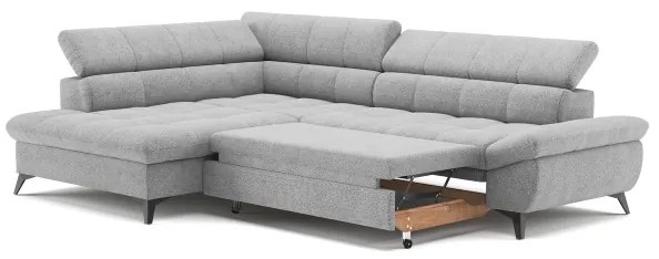 Rozkladacia rohová sedacia súprava do L MARANO ľavá sivá