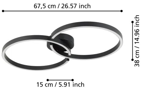 Eglo 900955-LED RGBW Stmievateľné stropné svietidlo AMANDOLO 19,5W/230V čierna + DO