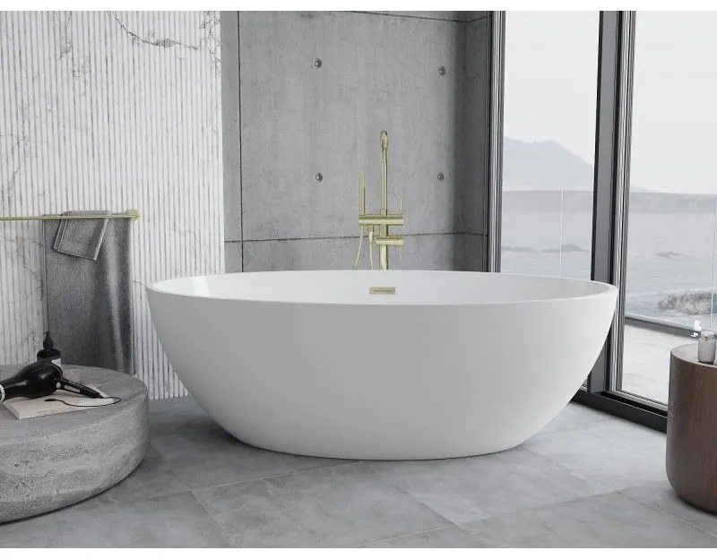 Mexen Nike, voľne stojaca vaňa 175 x 100 cm, biela, zlatý matný prepad, 54071751000-55