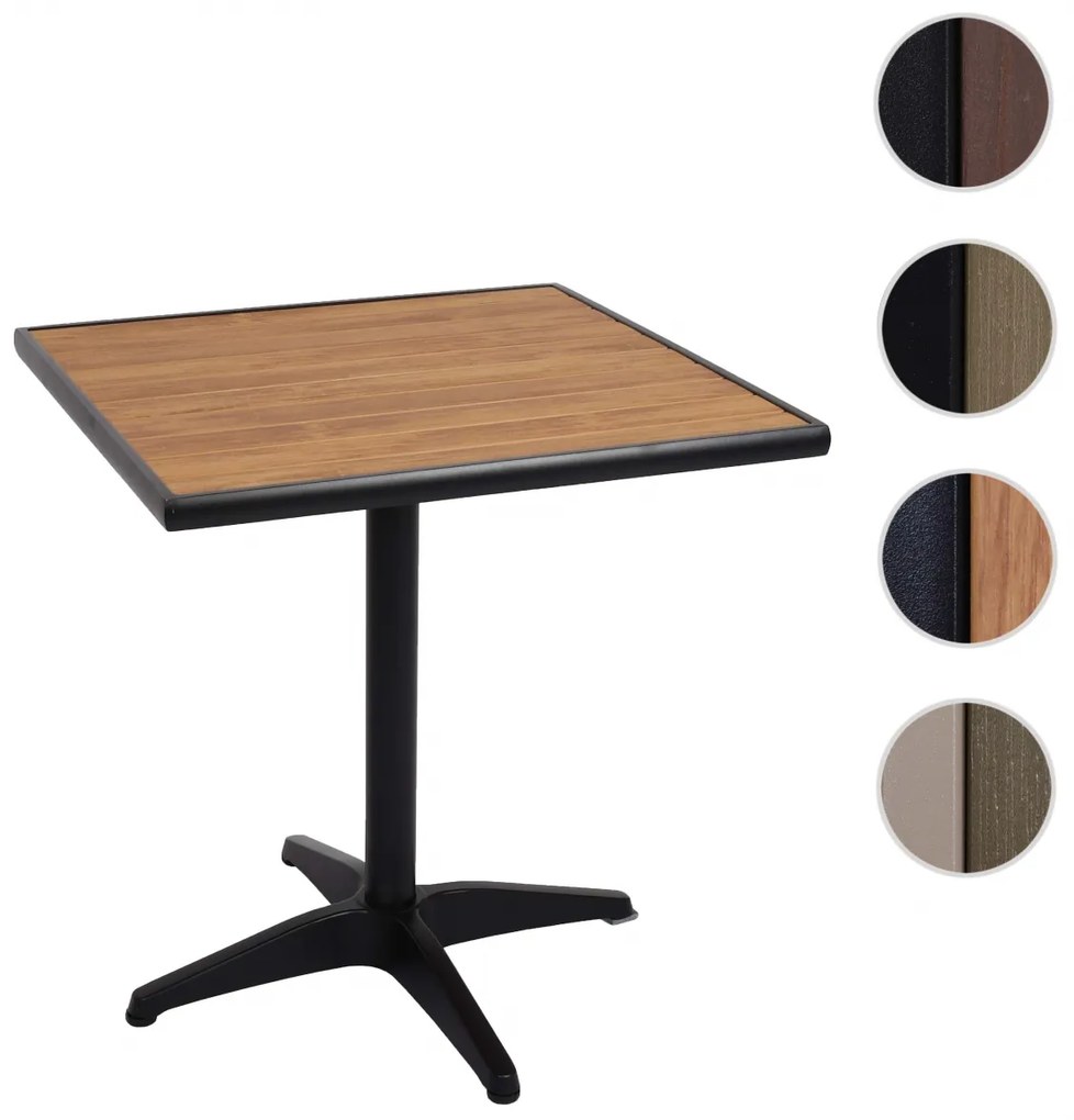 Záhradný stôl HWC-J95, hliník vzhľad dreva - čierna, teak hnedá