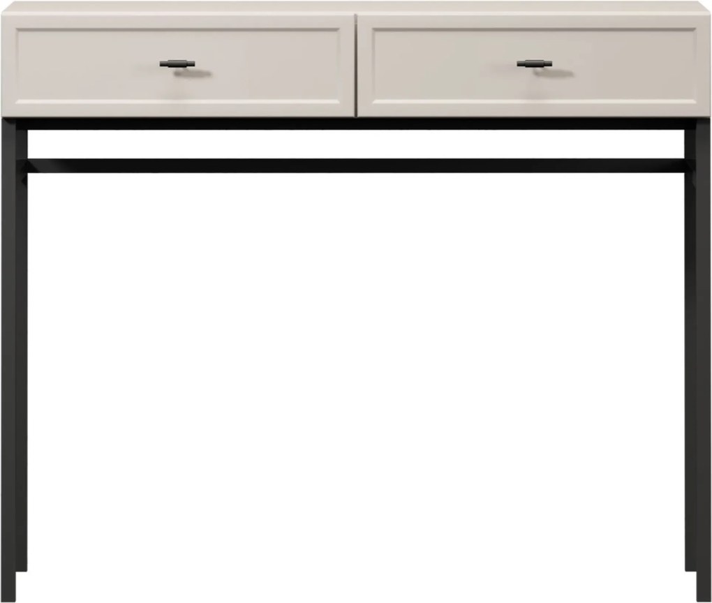 Konzola / toaletný stolík Lorini 100 cm - kašmírová / čierne úchytky T