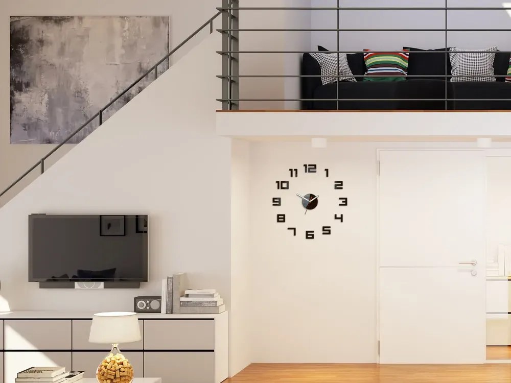 Nástěnné samolepící hodiny Digit 50 cm wenge