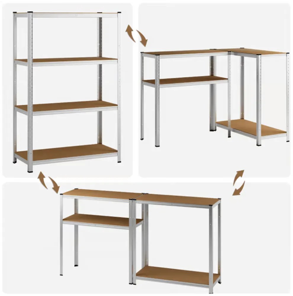 Regál s vysokou nosnosťou HEAVY, max. 700kg, 90x40x160cm, strieborná Monzana