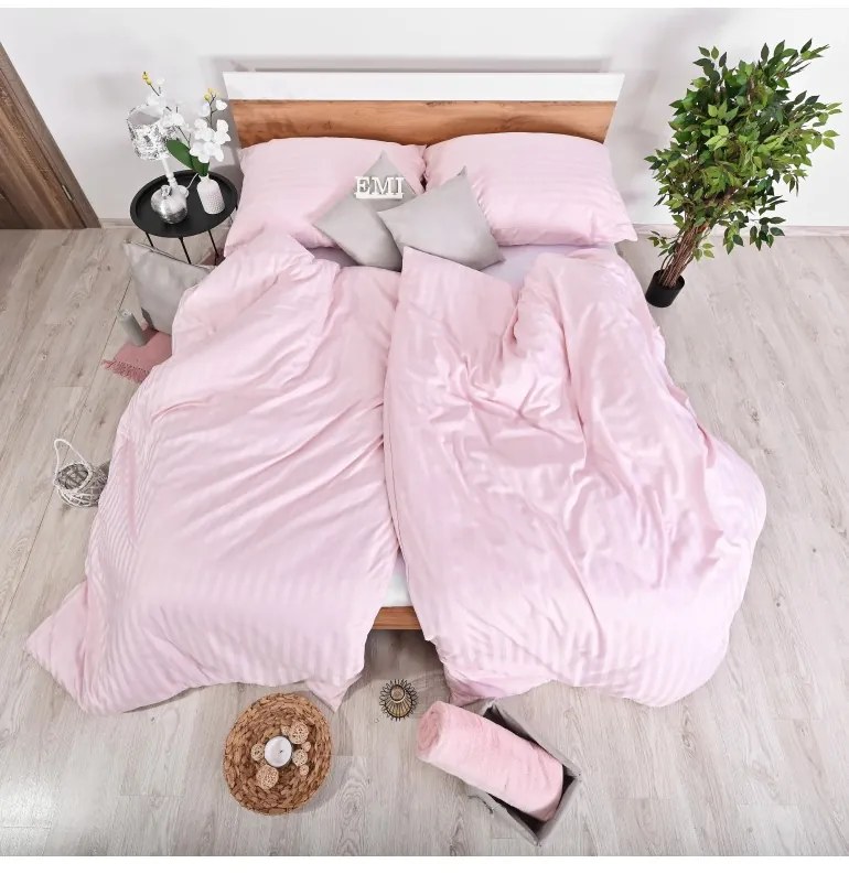 Obliečky damaškové ružové EMI, Štandardný set jednolôžko obsahuje 1x 140x200 + 1x 70x90