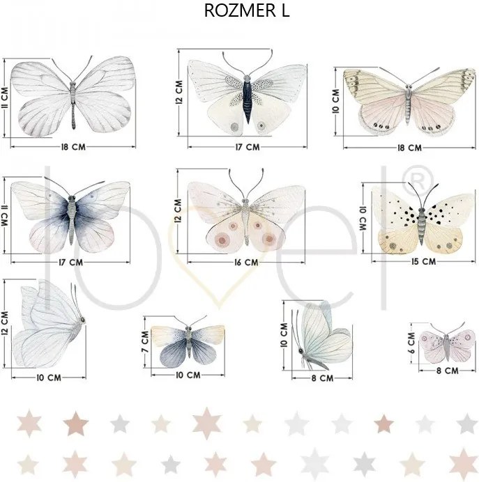 lovel.sk Nálepka na stenu Animals - motýle a hviezdičky DK409