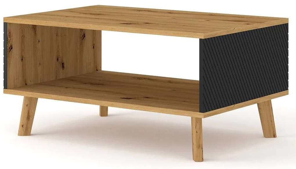 Konferenčný stolík Luxina 90 (dub artisan + matná čierna). Akcia -21%. Vlastná spoľahlivá doprava až k Vám domov. 1124846