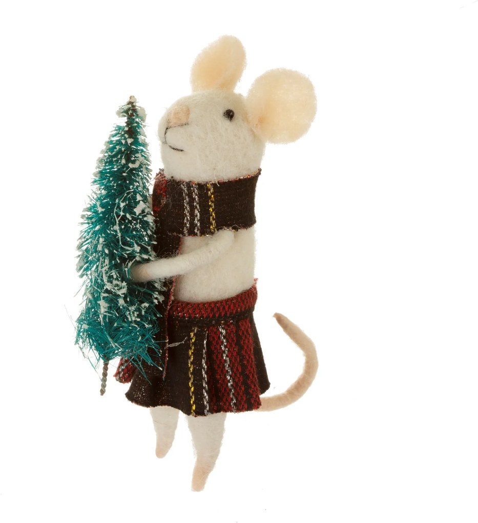 Sass &amp; Belle Vianočná dekorácia - myška so stromčekom