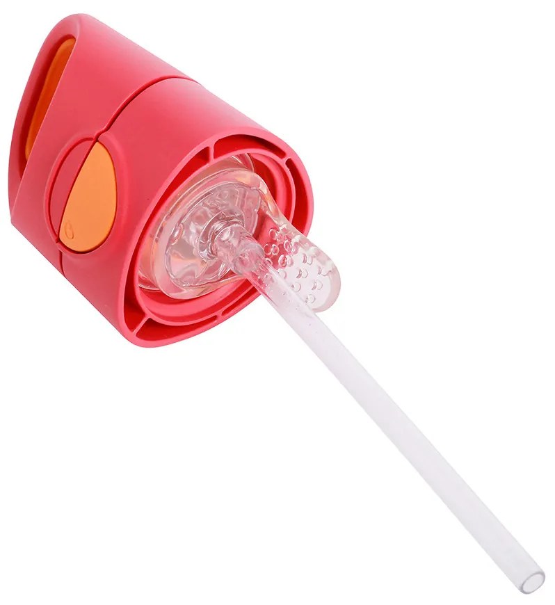 Fľaša na pitie so slamkou 450 ml - ružová/oranžová