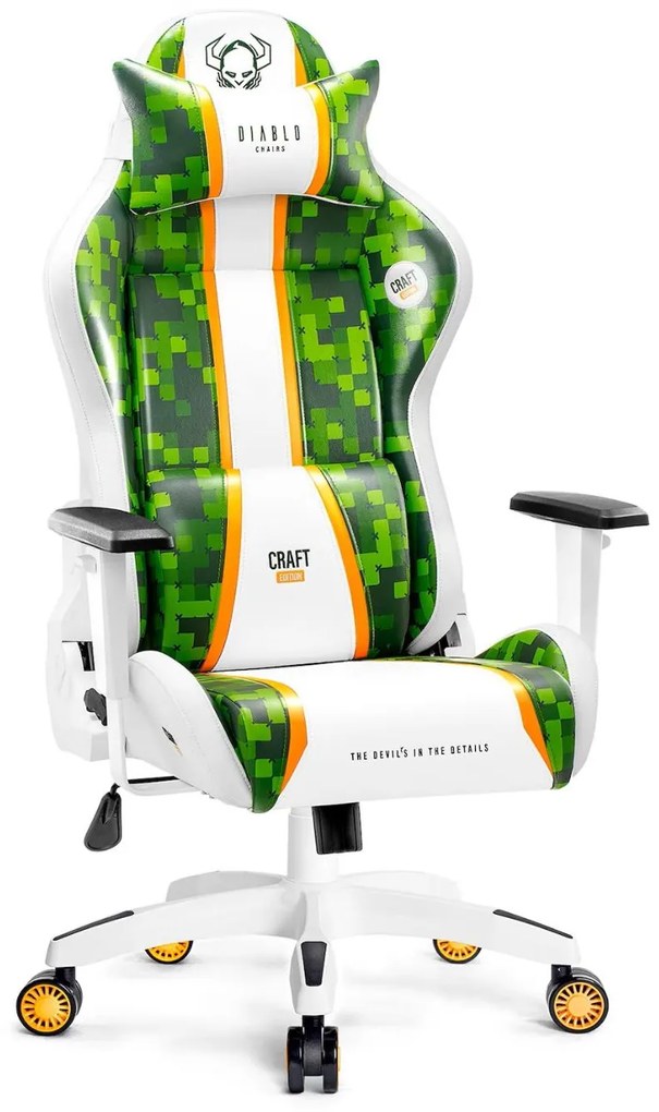 Diablo Chairs - Herné kreslo Diablo X-One 2.0 Normal: Craft Edition bielo-zelené