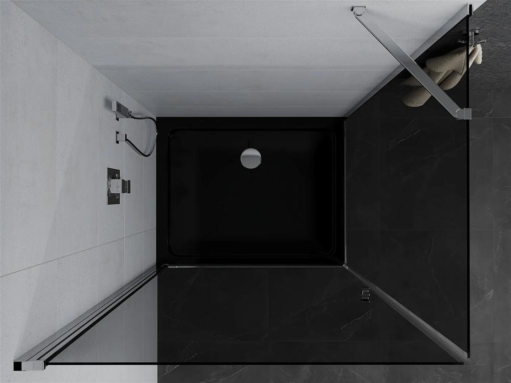 Mexen Pretoria, sprchovací kút 90 (dvere) x 70 (stena) cm, 6mm šedé sklo, chrómový profil + čierna sprchová vanička, 852-090-070-01-40-4070